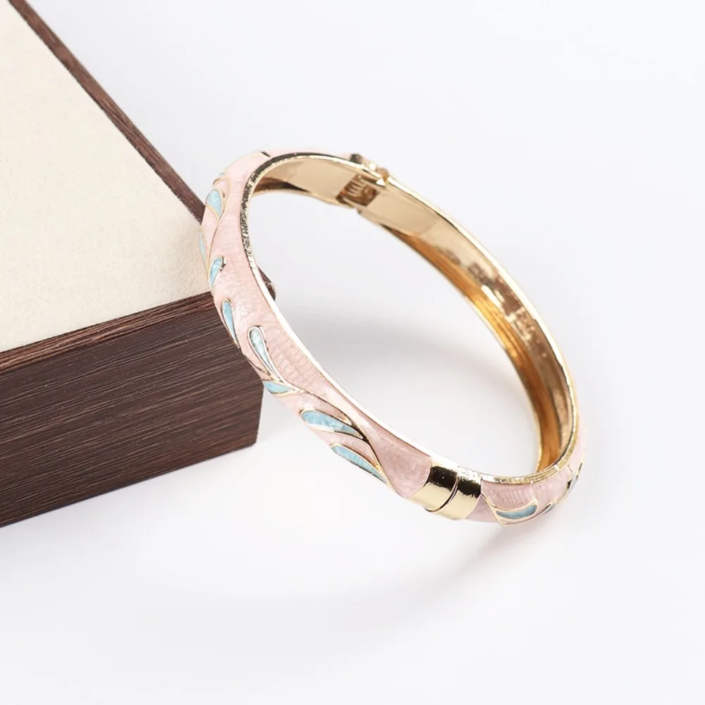 Bohemian Colorful Vintage Cloisonne Bangle Traditional Enamel Enamel Flower Bangle Ethnic Chinese Women's Hand Bracelet Ladies