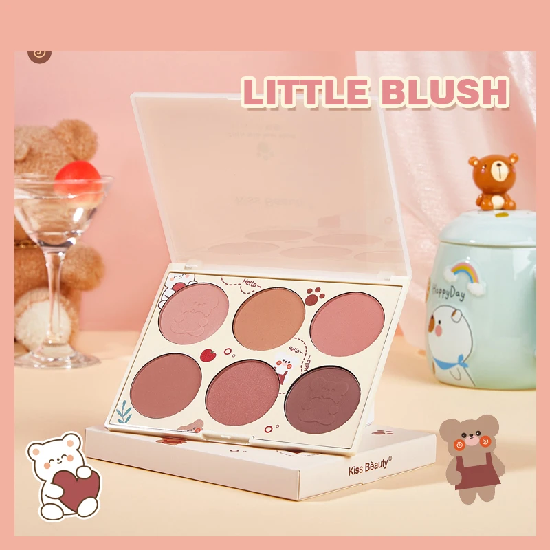 Six-color blush long-lasting natural sun-bleached matte pearlescent skin-friendly rouge blush palette