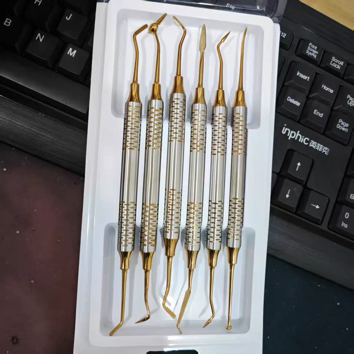 

6Pcs Dental Professional Gracey Curette Periodontal Bone Curettes Perio Kit Dental Tooth Cleaning Scaler Dental Instrument Tool