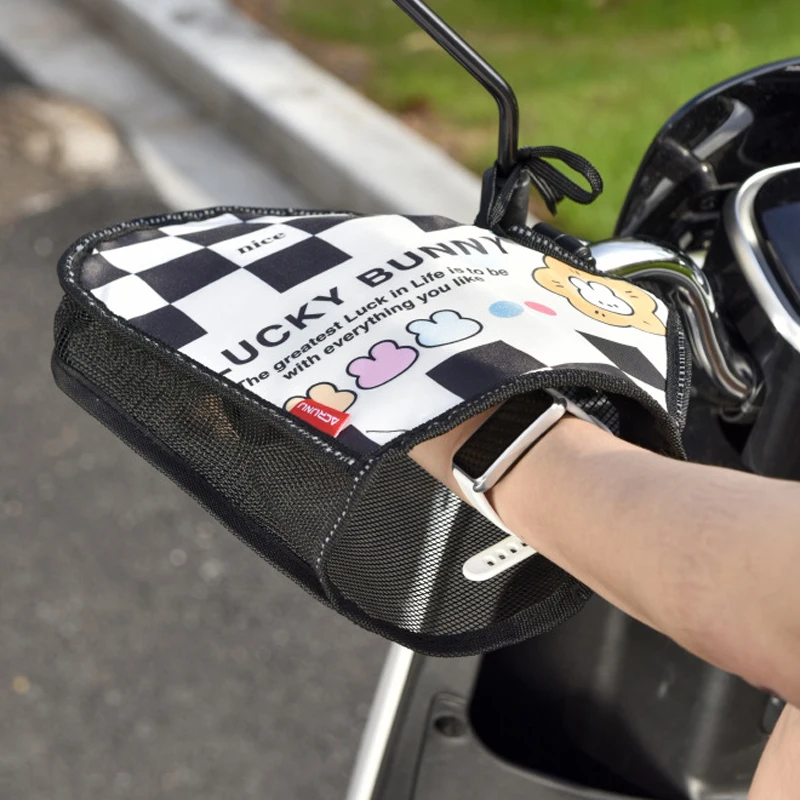 2 Pairs Motorcycle Handlebar Gloves Summer Sun UV Protection Oxford Cloth Mesh Breathable Waterproof Riding Gloves Moto Supplies
