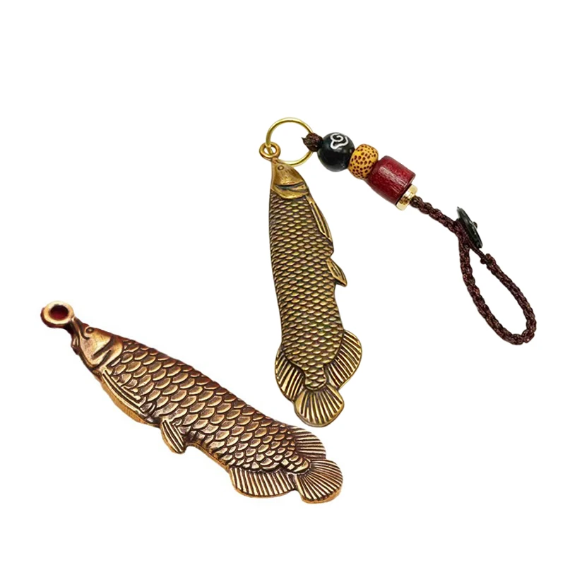 1PCS Retro Charm Brass Fish Charms Pendant DIY Ornament Miniature Keychain Jewelry Home Decoration Craft Souvenir Gift