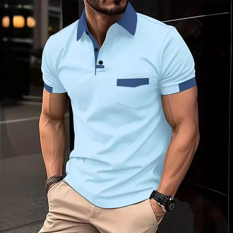 Summer men's multi-color pocket polo shirt, badminton shirt, new style men's short-sleeved T-shirt, casual and fashionable sport