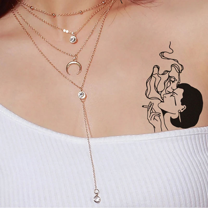 30 Sexy Black Temporary Stickers for Couples Tattoo Stickers Small Clear Dark Series Disposable Temporary Pattern Stickers