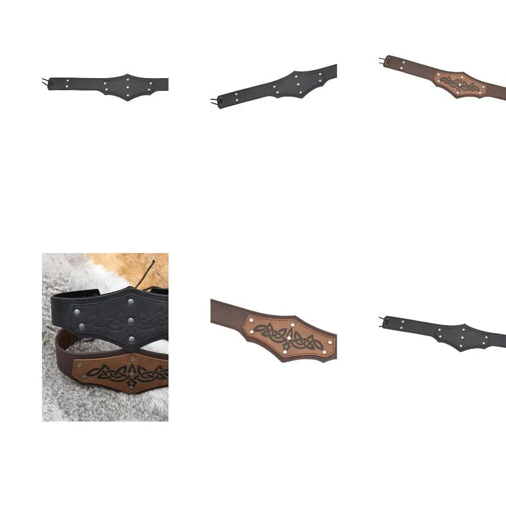 

A52E Artistic Youth Belt Adjustable Leather Waist Belts Stretchy Thin Waist Waistband for Medieval Themed Event