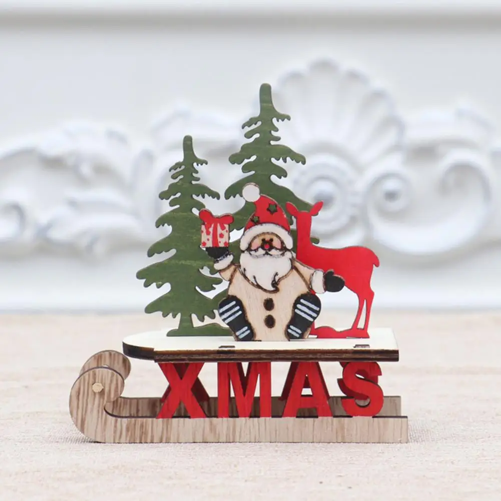 Christmas Ornament Table Top Decor Handcrafted Wooden Santa Claus Sleigh Ornament Unique Table Top Christmas Decoration Diy