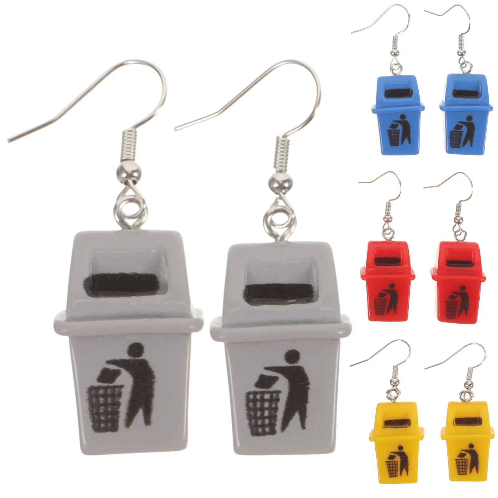 4Pairs Dustbin Earrings Funny Dangle Earrings for Women Unique Eye Catching Costume Props Lightweight Comfortable Gift Idea
