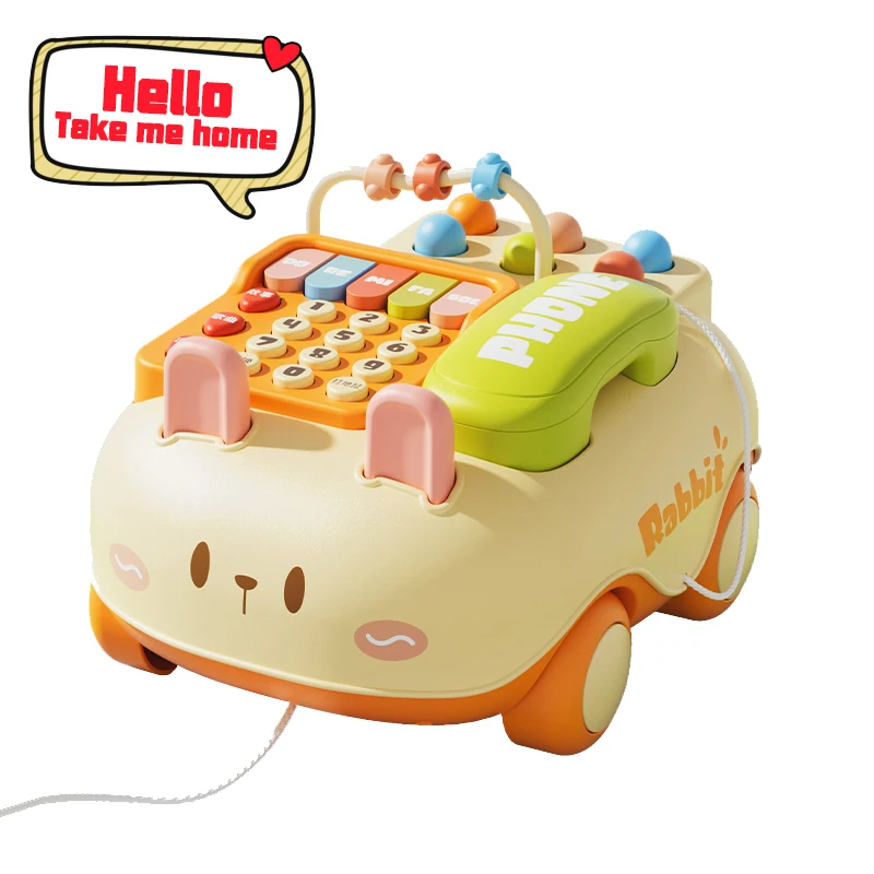 Babytelefoonspeelgoed Muziek Elektrisch speelgoed Geluidsencyclopedie, Whack-a-mole, Piano, Rekenkundig, Multifunctionele vroege educatieve trolley