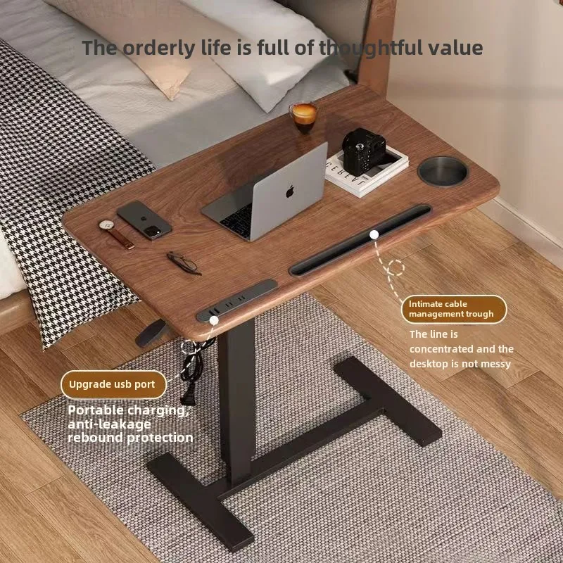 Overbed Laptop Desk with Wheels, Adjustable Height and Tilt Tabletop for Bedroom and Office