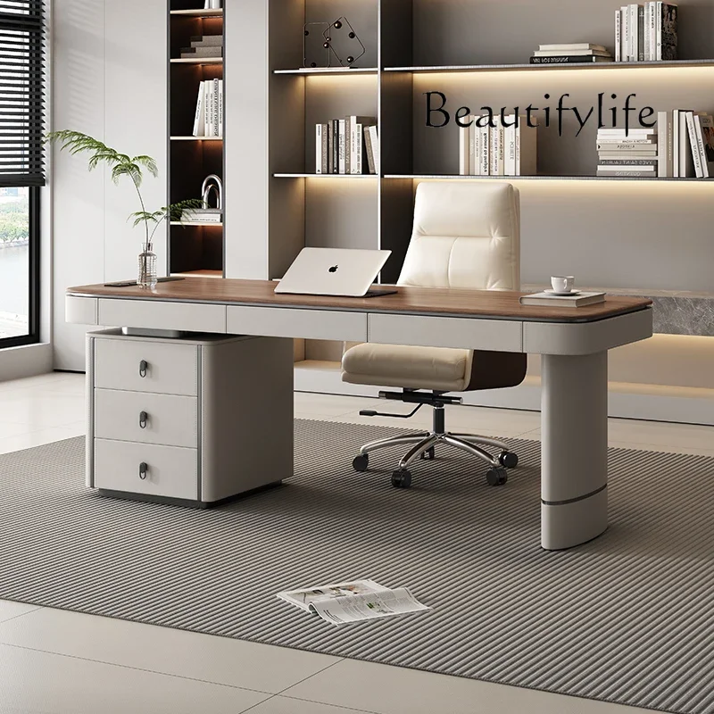 Solid wood desk Italian minimalist study computer table designer advanced sense home modern simple desk