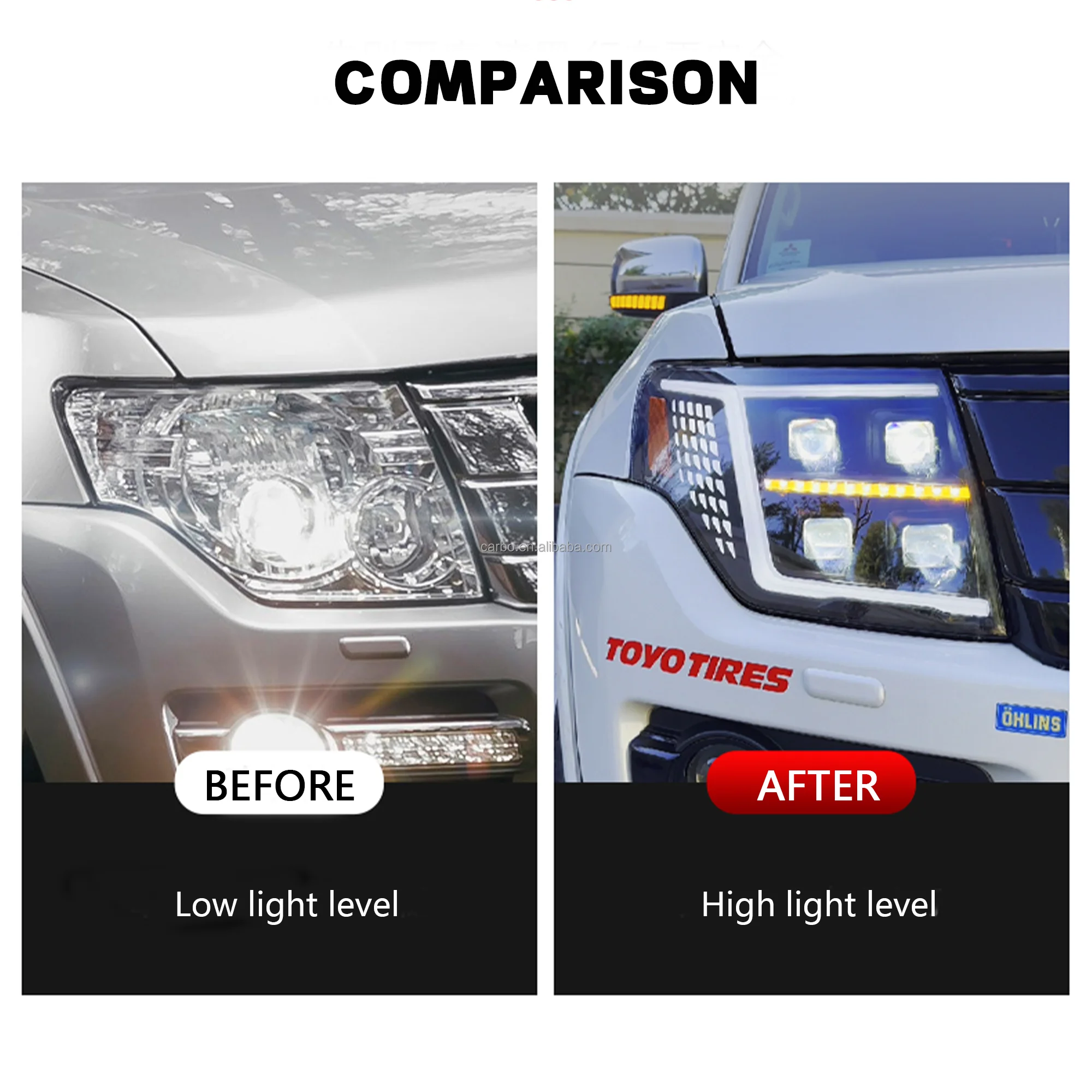 

For Mitsubishi Pajero V93 V97 Headlamps Modified LED Lens Assembly Daytime Running Light Accessory Accessory ABS New Condition