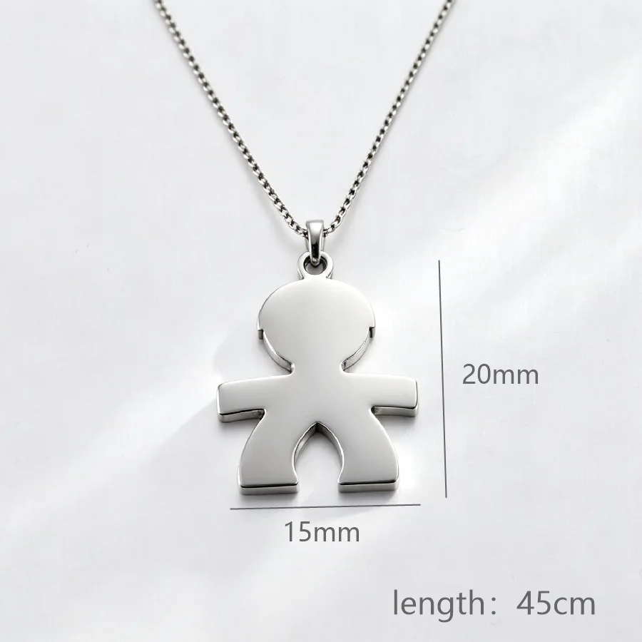 Fnixtar 10pcs Stainless Steel Boy Girl Necklace Jewelry Lover Family Member Pendant DIY Neck Gift Wholesale