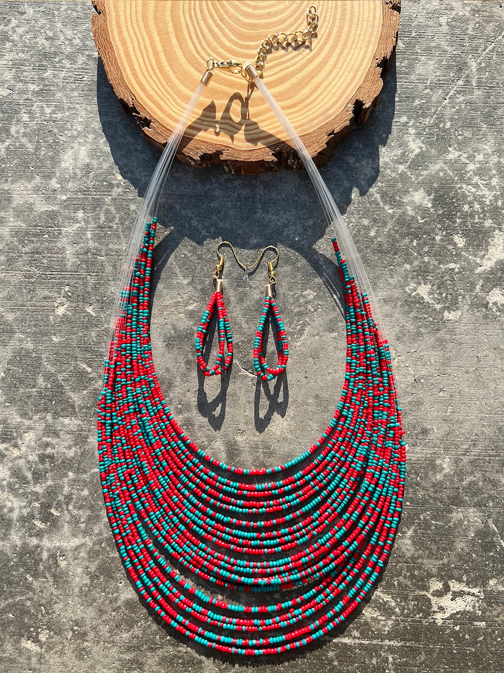 Bohemian Ethnic Style Multi-layered Necklace Earring Set