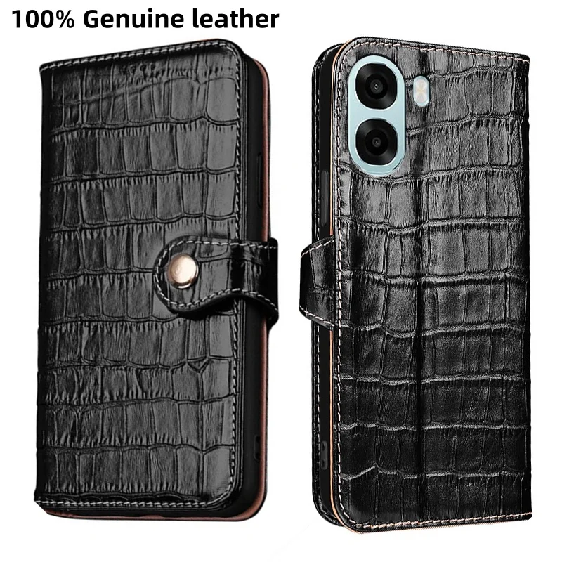 

Чехол-бумажник с текстурой крокодила из натуральной кожи для Oppo A6x A6 GT Max A5x A5 Pro 4G, чехол для телефона с защитой от падения