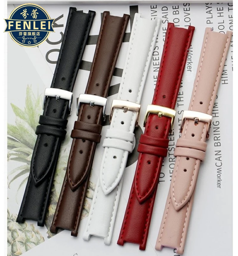 Genuine Leather Watch Band Women\'s Watch Strap for Folli Follie Lady Bubble Series Notch Pin Buckle Watch Bracelet 12MM 16MM 20