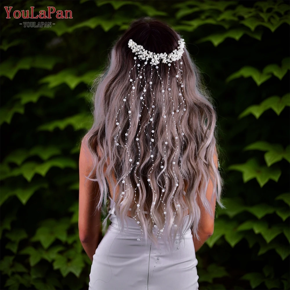 

YouLaPan Bridal Pearl Tassel Hair Comb Forest System Beaded Wedding Jewelry Hair Accessories for Woman Head Piece Bride HP600