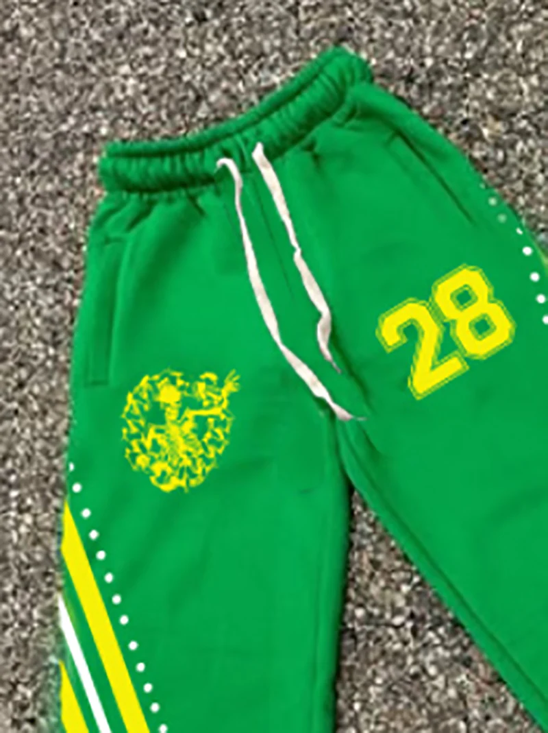 الخريف والشتاء الشارع التباين طباعة دعوى الأخضر مقنعين البلوز Bootcut السراويل الرياضية البلوز السراويل قطعتين مجموعة 28 الطباعة الرقمية #3