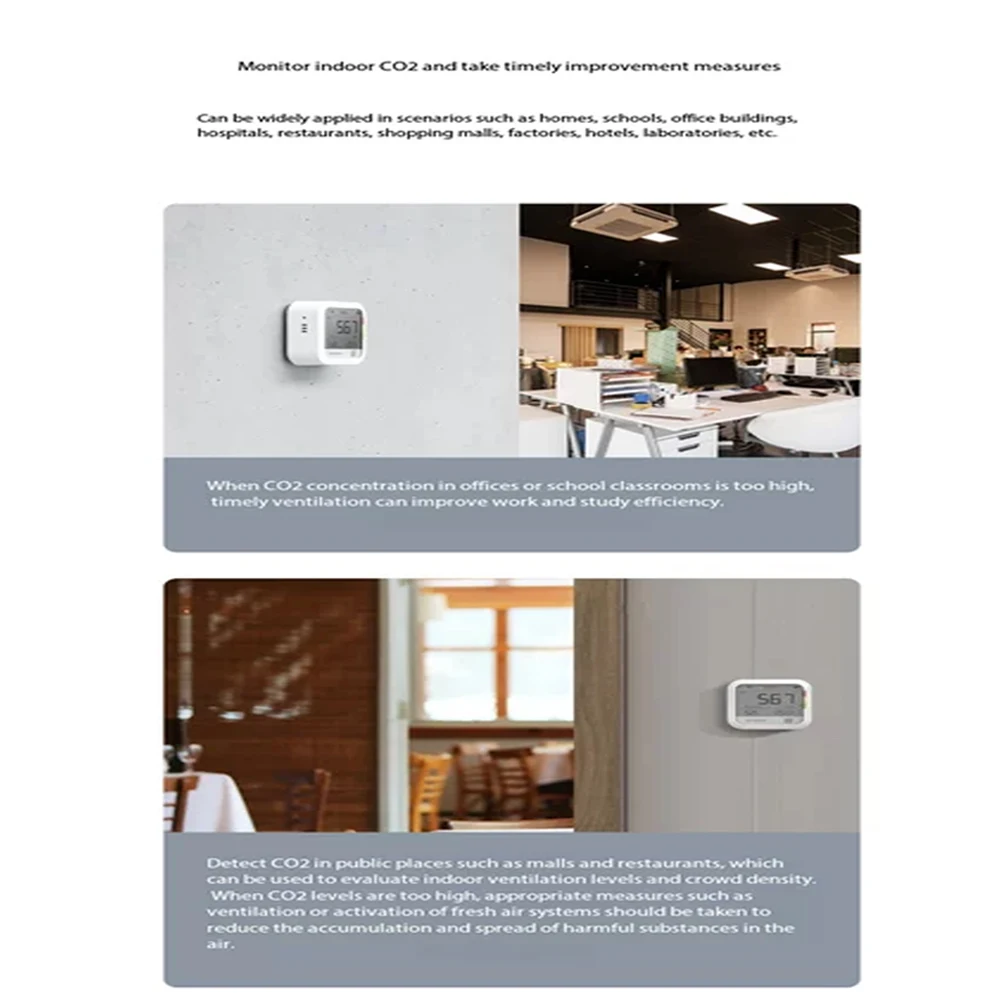 Qingping Wifi CO2 Detetor Temperature Humidity Monitor Carbon Dioxide Detector Indoor Thermometer Hygrometer For IoT APP