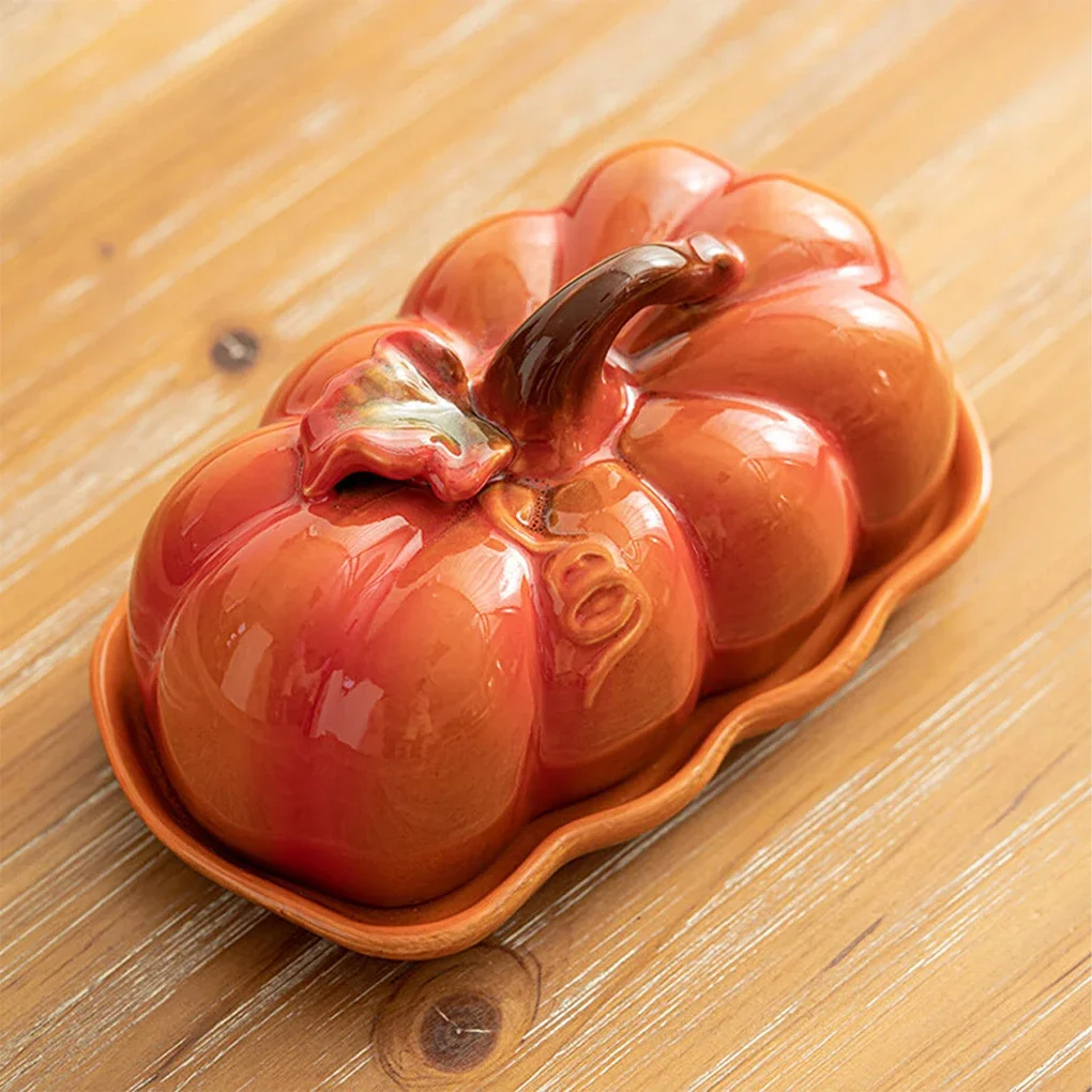 Pumpkin-Shaped Cheese Board Thanksgiving Table Orange Countertop Multi-Purpose Dish Halloween Ceramics Halloween for