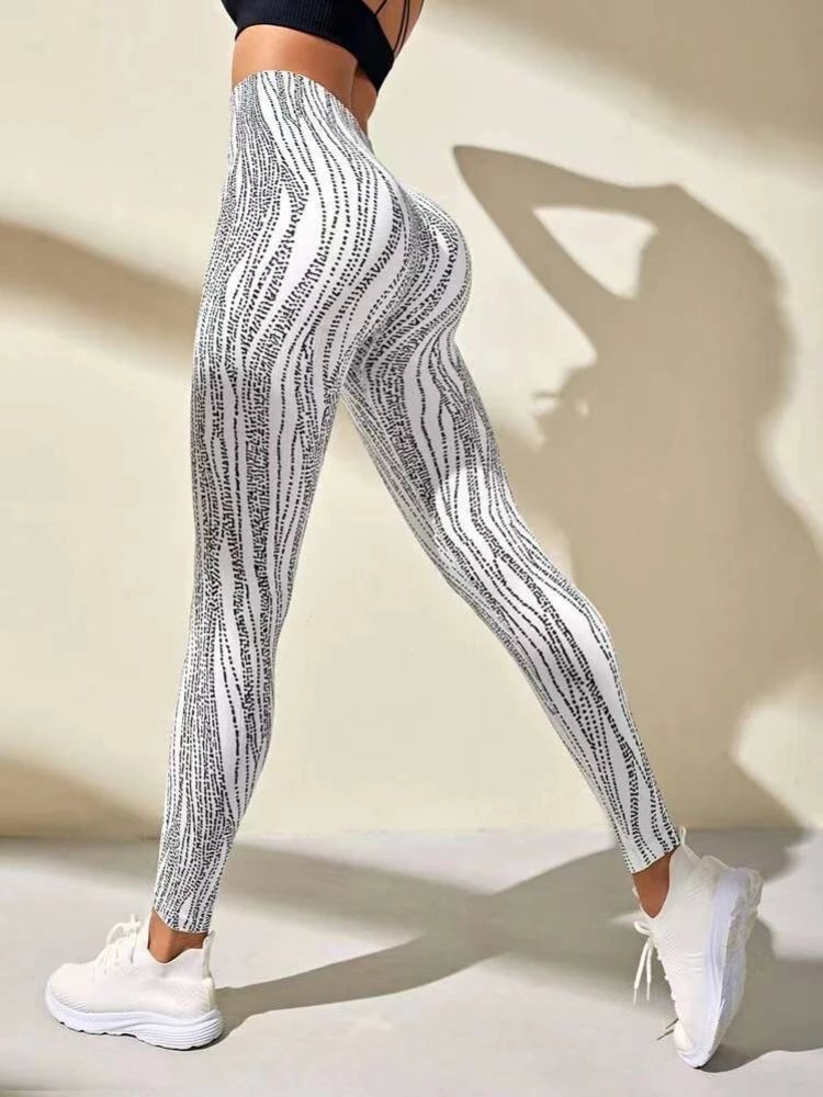 

High Waist Tight Printed Sports Pants Women's Street Style Casual Long Trousers Comfortable Fit High Waist Pants