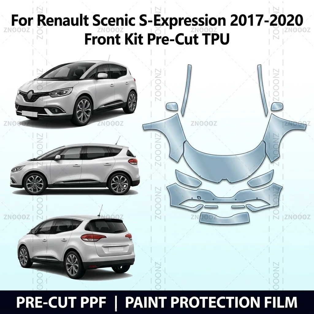 For Renault Scenic S-Expression 2017-2020 Front Kit Pre-Cut TPU PPF Paint Protection Self Healing High Gloss Anti Hydrophobic