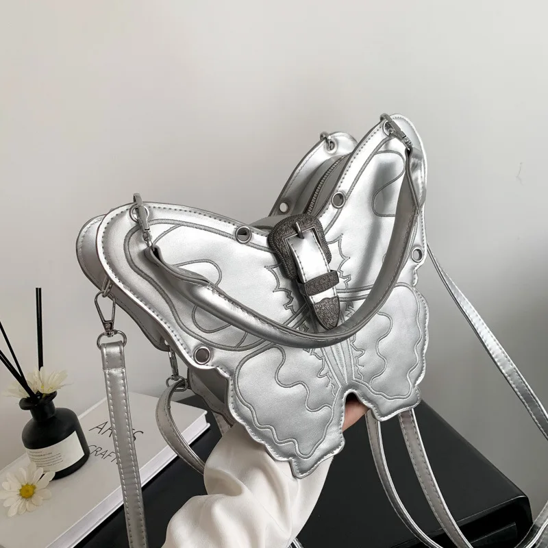 

Silver Butterfly Backpack, Unique Design Single Shoulder Bag, Multifunctional Backpack