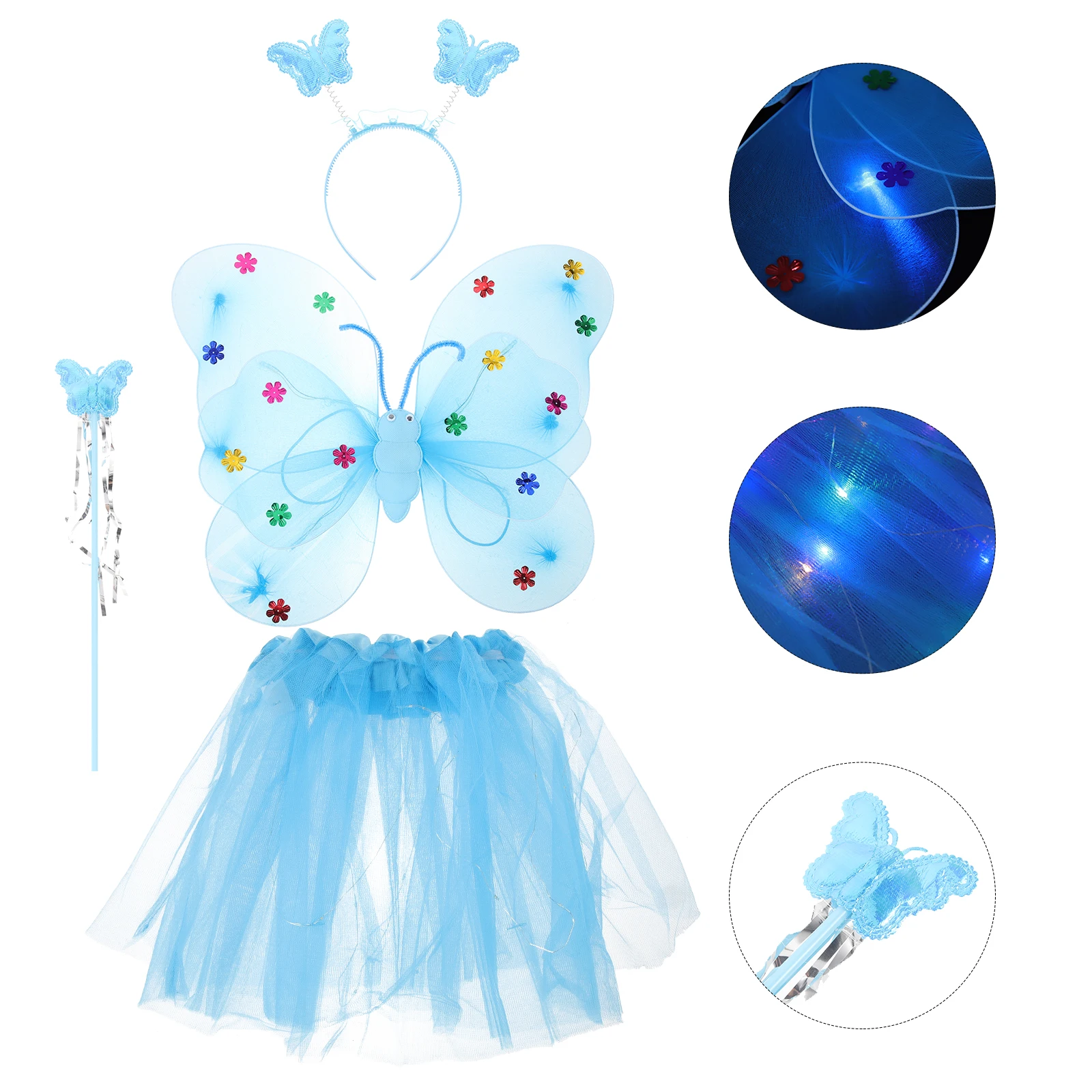 

Glowing Butterfly Wings Outfits Make up Fairy Costume Princess Costumes for Girls