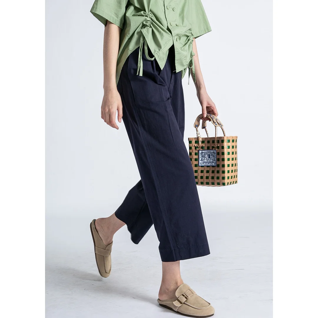 

DOROTHY High Waist Straight Leg Casual Pants Women's Summer New Sle Versatile Loose Wide Leg Nine Point Cotton Pants