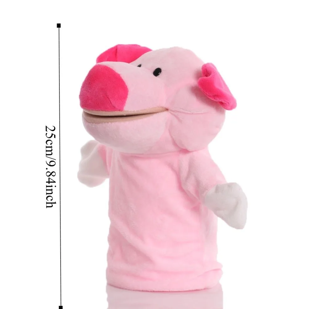 Placare brinquedos animal fantoche de mão recheado interativo pelúcia mão boneca porco educação precoce mão fantoches de dedo pai-filho
