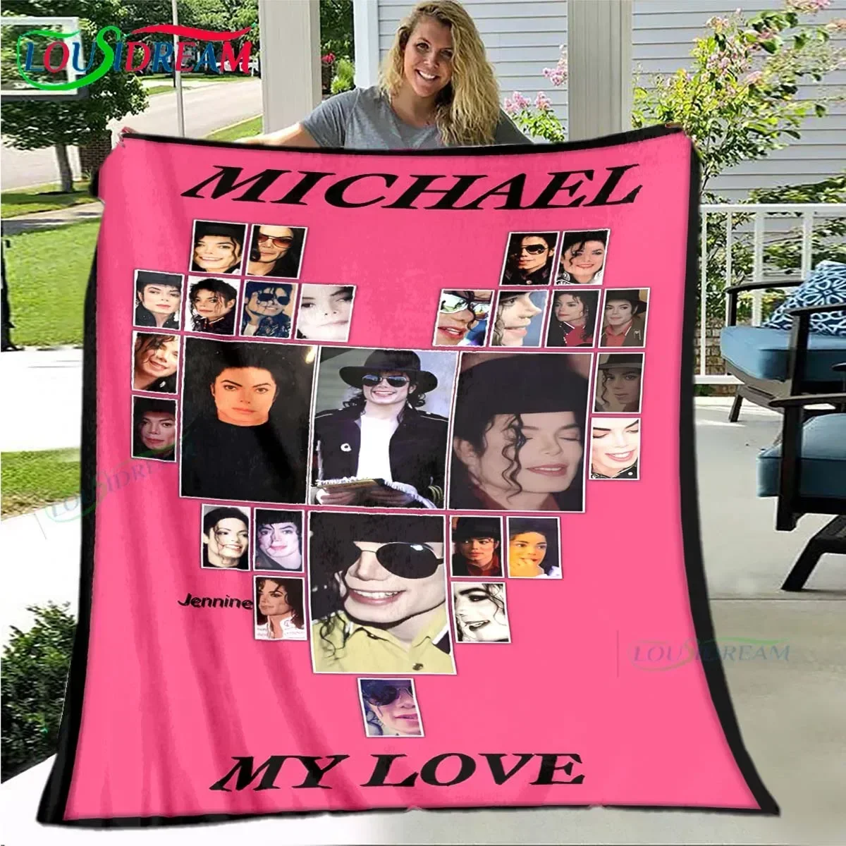 Hot Fashion Pop Singer M-Michael Jackson Flannel Adult and Children's Blanket Sofa Bed Decoration Blanket Portable Blanket Gift