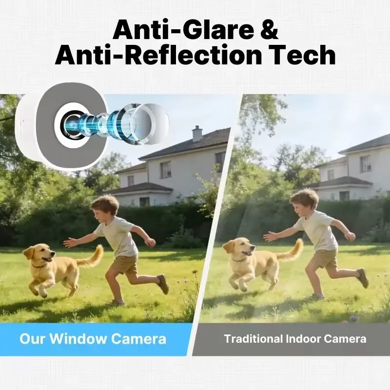 Moes Tuya WiFi Smart 3MP Window Camera For Glass Surface Full Color Night Vision Home Security Surveillance Motion Detection Cam