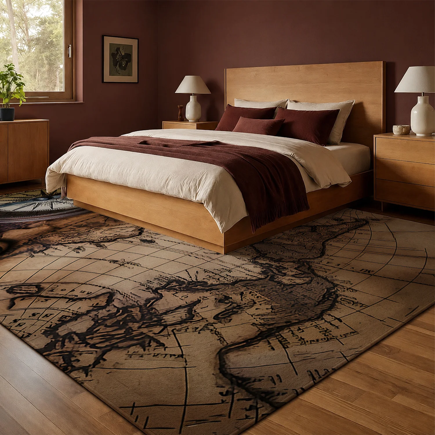 Vintage World Map Soft Velvet Area Rug
