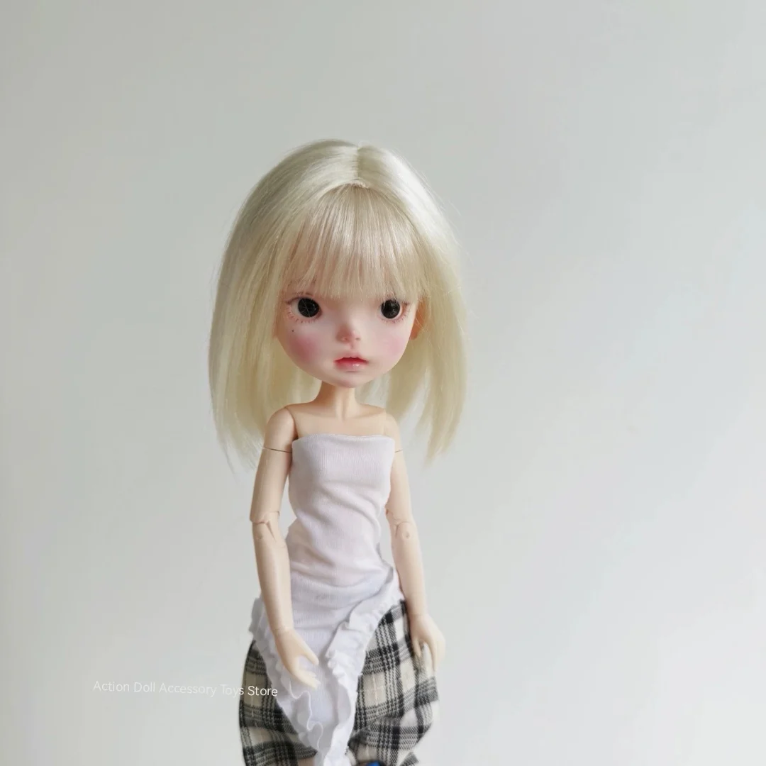 Nowe peruki z naturalnego moheru dla lalek Landazz Landoudou, obwód głowy 16 cm - 16,5 mm