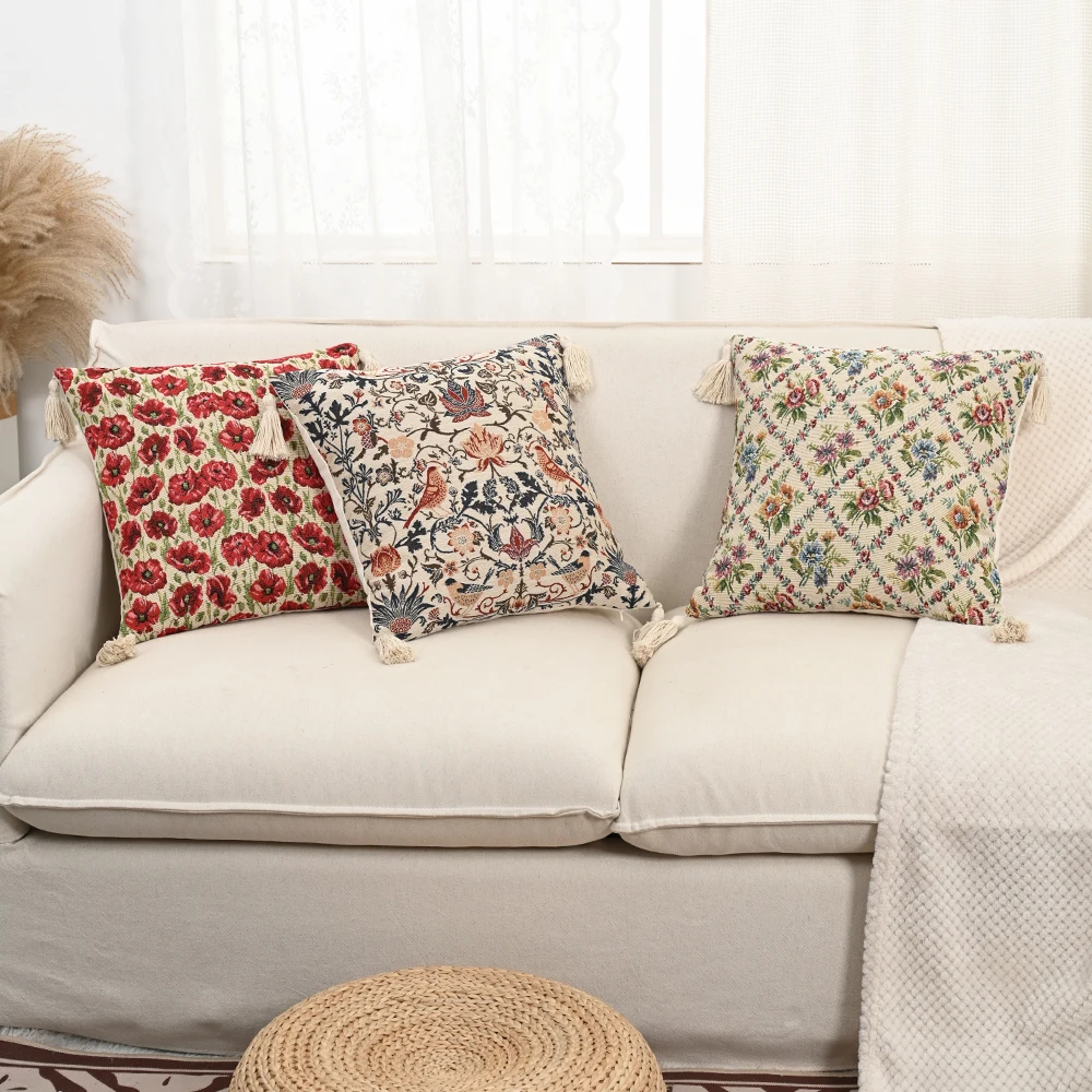 BUYNOW 1PC Jacquard Floral Kissenbezug AmericanPastoral Retro Palace Stil Wohnzimmer Kissen Abdeckung Home Party Schlafzimmer Auto Dekor – Detail 6