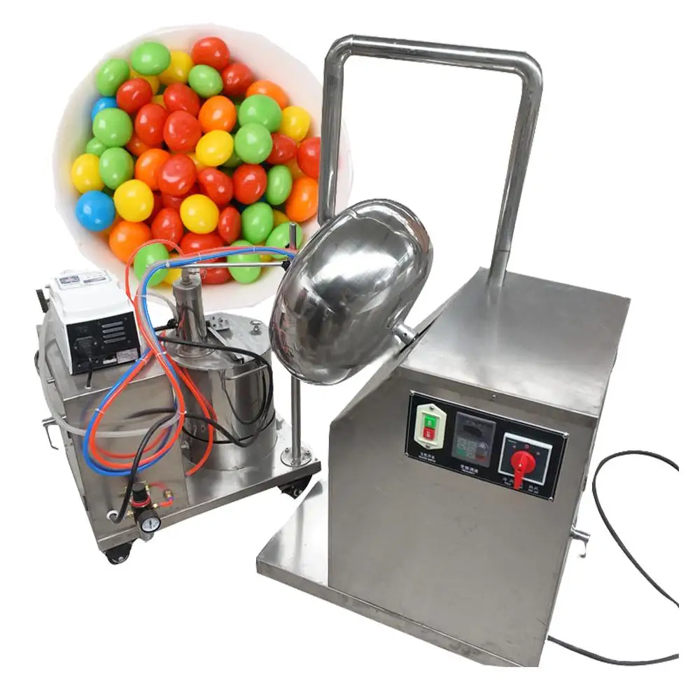 Small Automatic Liquid Spray Seed Tablet Nuts Sugar Coating Machine Automatic Peanut Coating Machine with Air Cooling