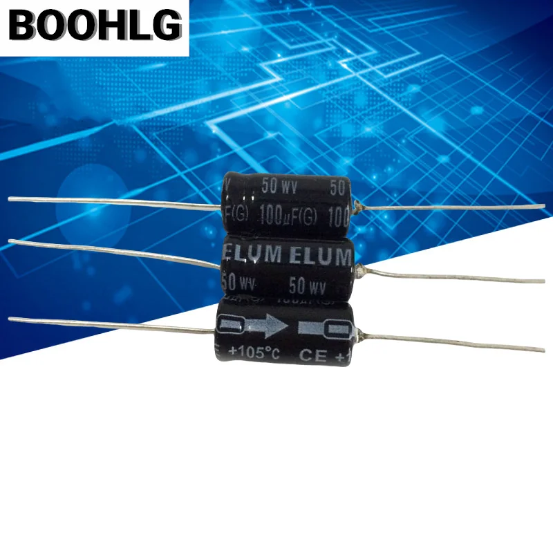 5PCS axial horizontal electrolytic capacitor  50V 100UF 8X16