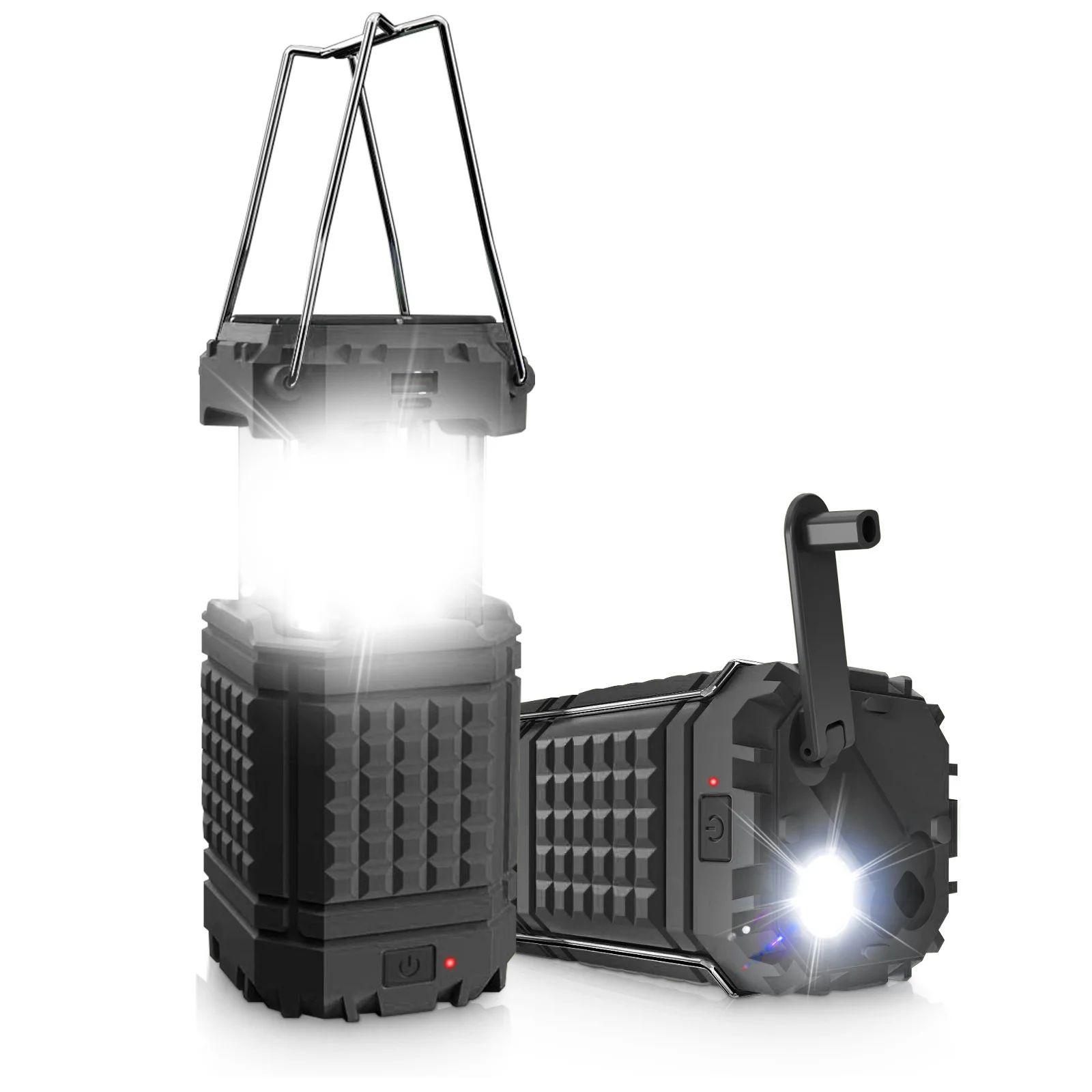 Powerbank solarny z korbką, wodoodporny, kempingowy, z lampką LED, przenośna ładowarka, powerbank do iPhone'a, Samsunga i Xiaomi, bateria zewnętrzna_voghion.com