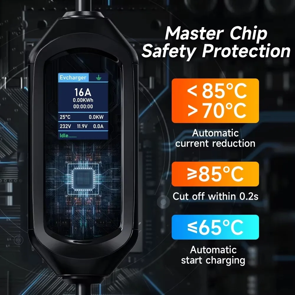 AFEEV IEC62196-2 휴대용 EV 충전기, 고속 충전 케이블, 와이파이 앱 제어, 16A 타입 1 전기차 충전기, GB/T EVSE, 3.5KW 타입 2