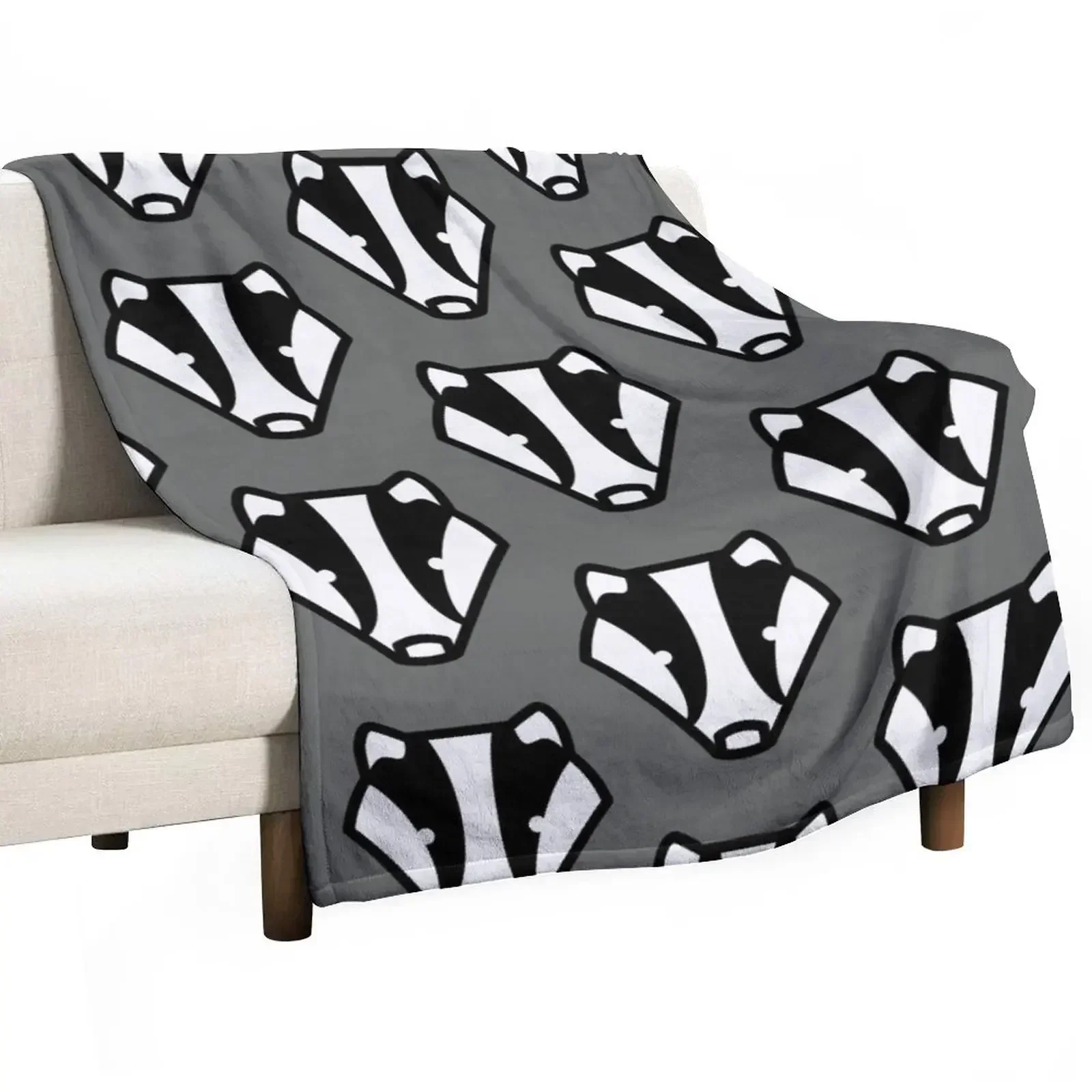 Badger badger badger grey and black design Throw Blanket Soft Plush Plaid Furrys Large Soft Big Baby Blankets