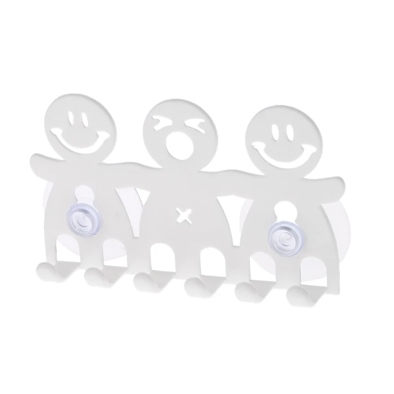 Soporte de cepillo de dientes montado en la pared, ventosa de 5 posiciones, juegos de baño con sonrisa de dibujos animados bonitos