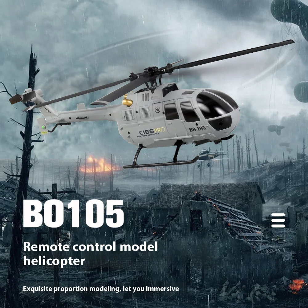 Cross-border C186 Remote-controlled Aviation Helicopter Model Four-channel Single-propeller Aircraft Simulation Bo105 Toy