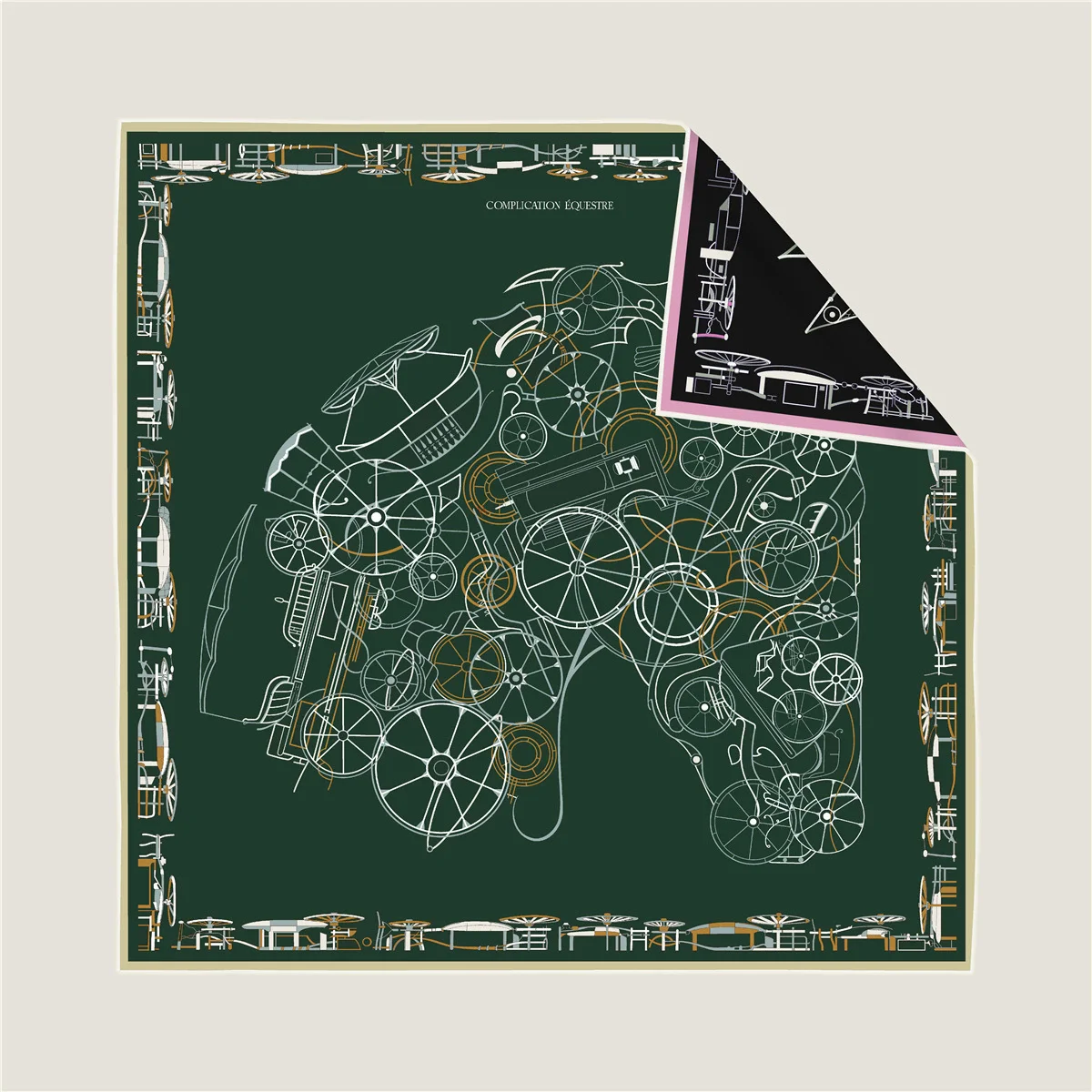 2025 Silk Scarves Wraps Wheel Printed Twill Silk Scarf Women Shawls Luxury Design Hijab Fashion Square Curled Scarf Neckerchief