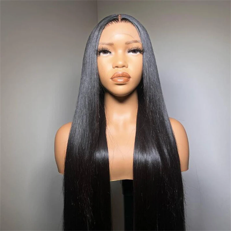 

Soft 180Density 26“Long Natural Black Silky Straight Lace Front Wig For Black Women Baby Hair Heat Resistant Glueless Daily