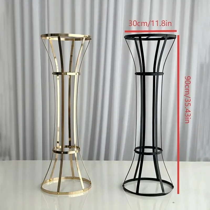 Eleganter 90cm Blumenständer in Gold/Schwarz, Hochzeits-Centerpiece, Romantische Partydekoration, Blumendisplay für Zuhause, Tischdekoration – Detail 3