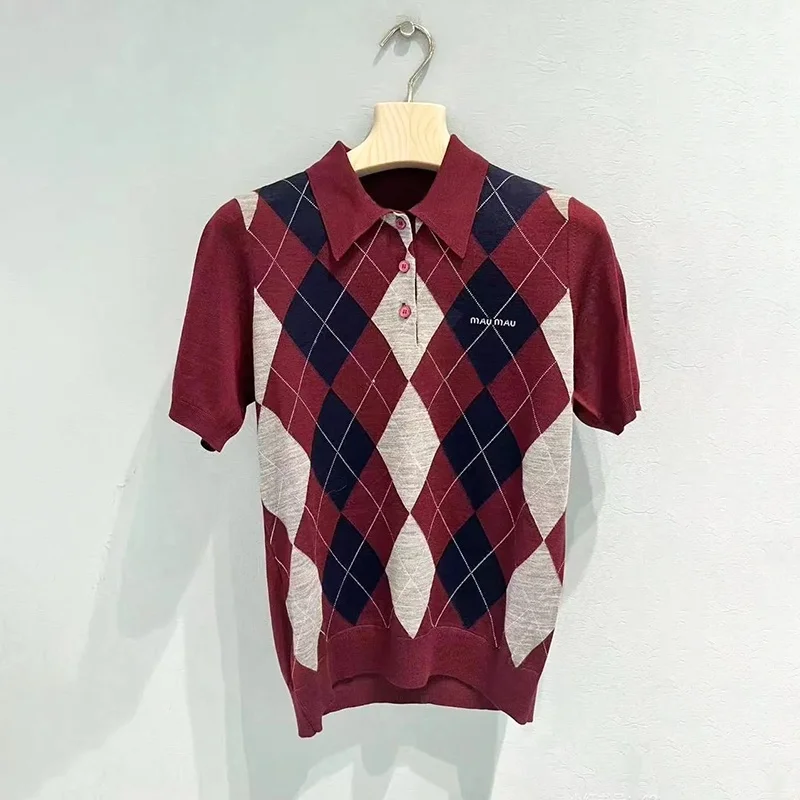 

Высококачественный женский трикотажный топ с ромбическим узором, повседневный универсальный базовый слой, топ Ci Walk ort Sve Ne стандартной посадки