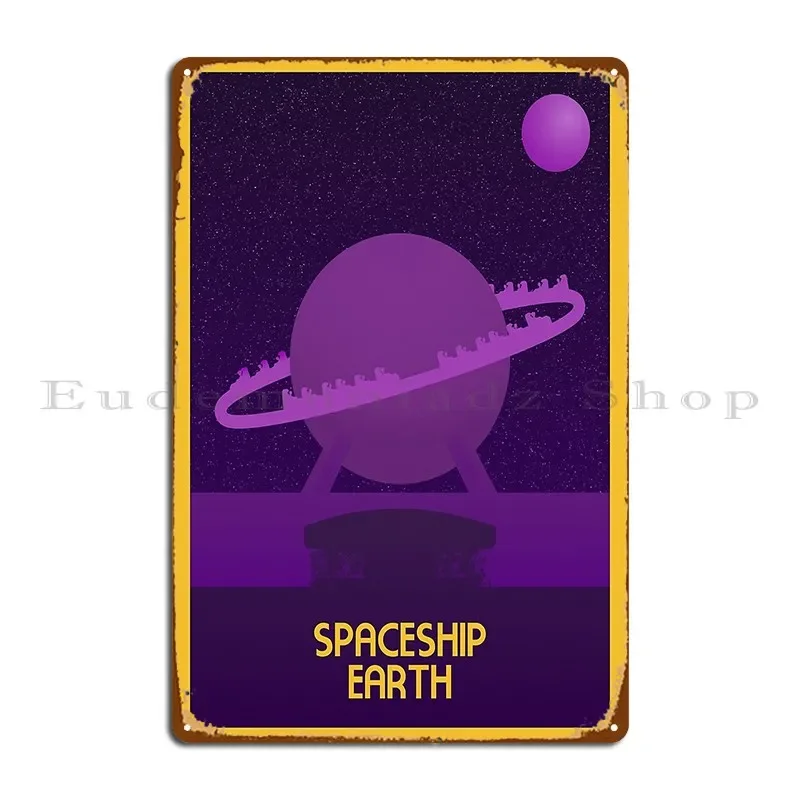 Spaceship Earth Minimalist Travel Style Theme Park Art Metal Plaque Living Room Club Cinema Personalized Retro Tin Sign Poster