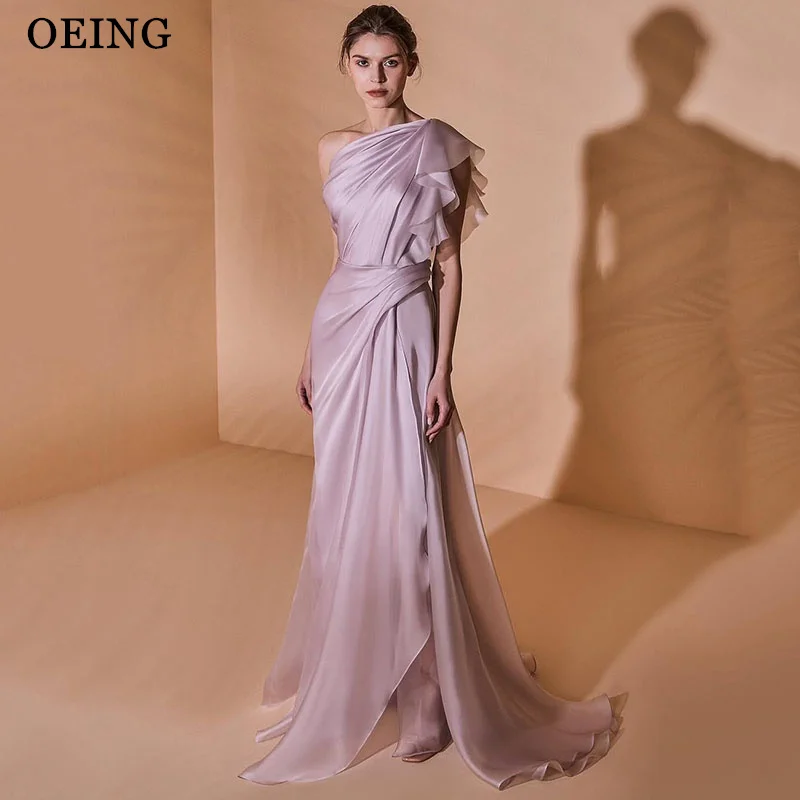 

OEING A-Line Light Purple Prom Dresses Charming One Shoulder Party Gowns Irregular Floor-Length Evening Dress Customized