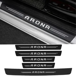 Carbon Fiber Car Door Pedal Strips for Seat Arona Logo 2023 Auto Door Threshold Sill Protective Rear Trunk Bumper Guard Stickers