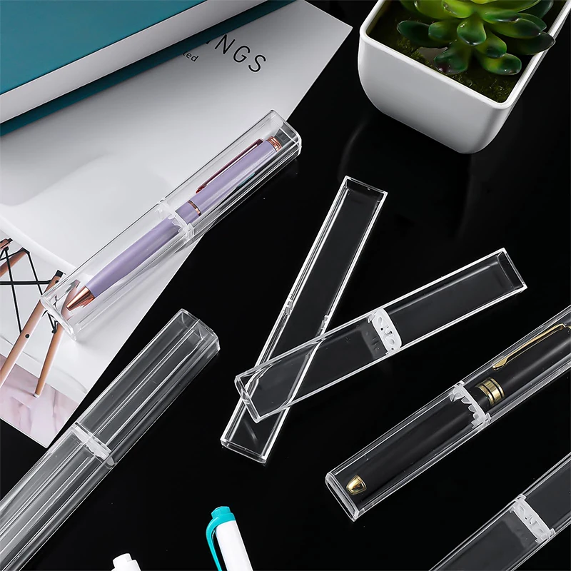40Pcs Transparent Acrylic Gift Empty Pen Storage Transparent Plastic Pencil Case