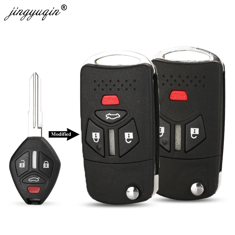 

jingyuqin Modified Remote Flip Key Shell Fob Fit For Mitsubishi Galant Eclipse Lancer 3/4 Buttons Folding Case