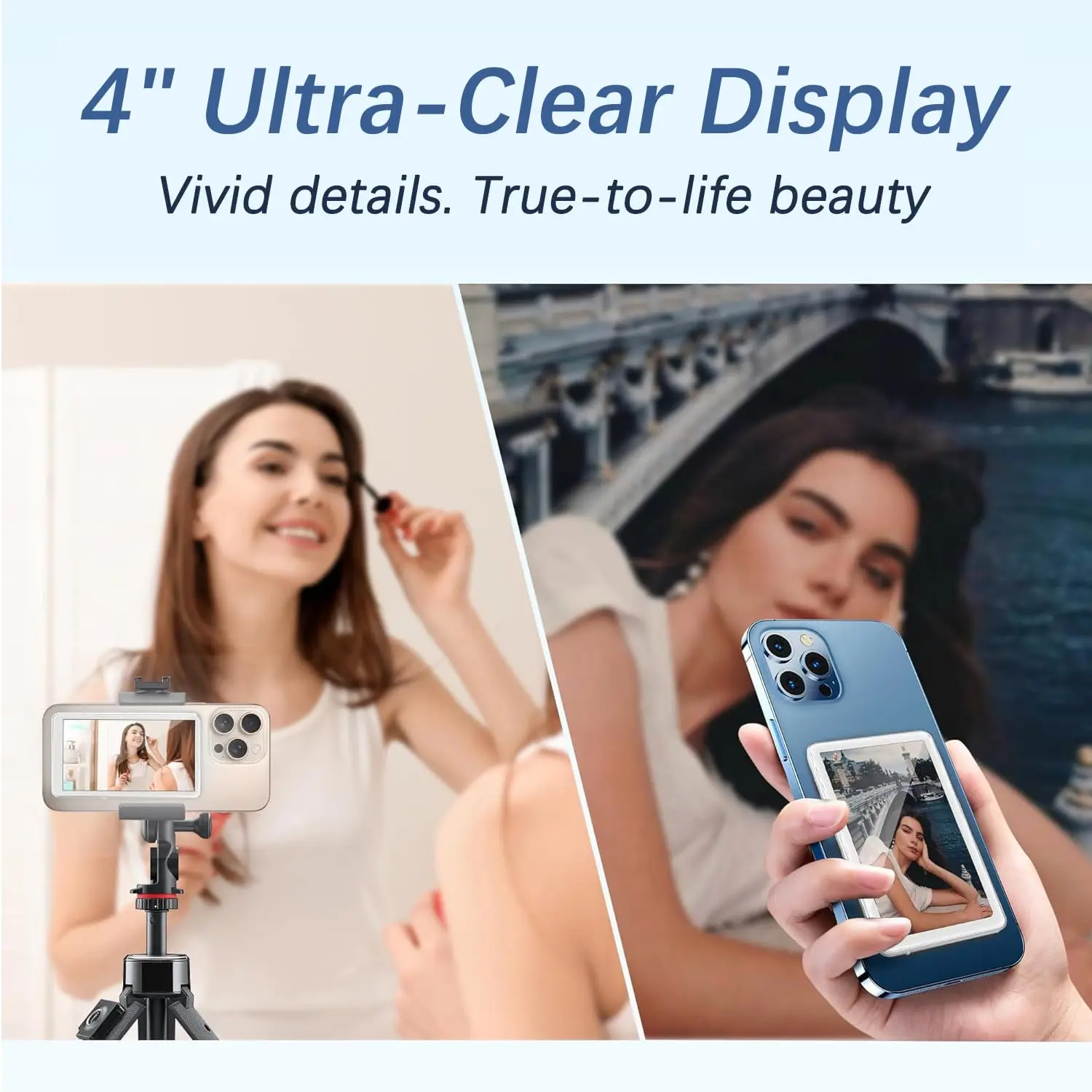 Wireless Magnetic Selfie Monitor Screen with Remote Control, 1800mAh Battery Vlog Live Stream Rear Screen for iPhone Android - view 4